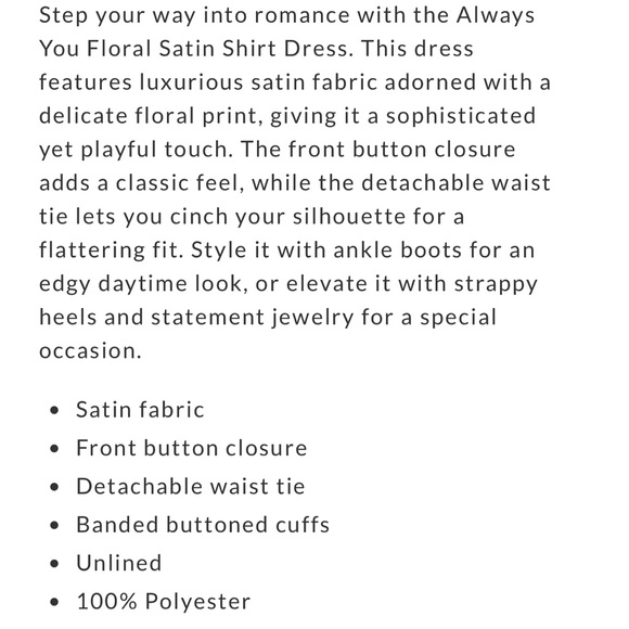 Vici Always You Floral Satin Shirt Dress - Picture 3 of 3